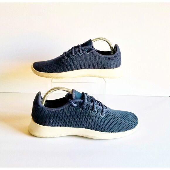 ALLBIRDS Women's Tree Runners Sz 10 40.5 Blue White Soles Lace Up Sneakers - Picture 4 of 14